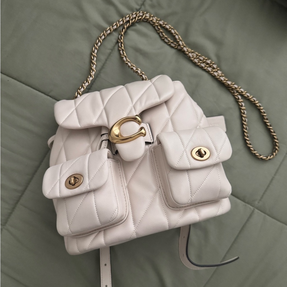 Coach Cream Quilted Backpack with Gold Hardware